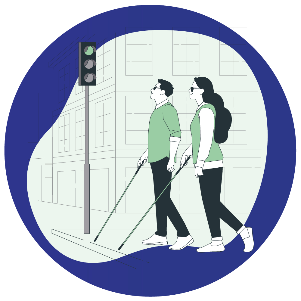 Voor laten gaan van blinden, invaliden en voetgangers